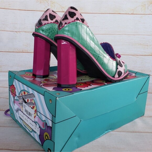 Rare! Poetic License Lux Loafer Block Heel Round Toe Pumps Size 8 Green/Pink - Picture 8 of 16